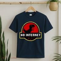 No Internet Dinosaur Park Logo Parody Distressed T-Shirt thumb 2