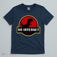 No Internet Dinosaur Park Logo Parody Distressed T-Shirt thumb 5