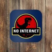 No Internet Dinosaur Park Logo Parody Distressed Coaster thumb 0