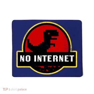 No Internet Dinosaur Park Logo Parody Distressed Mousepad