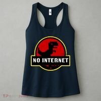 No Internet Dinosaur Park Logo Parody Distressed Women's Tank Top thumb 3