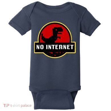 No Internet Dinosaur Park Logo Parody Distressed Baby Bodysuit