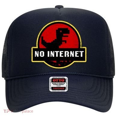 No Internet Dinosaur Park Logo Parody Distressed Hat