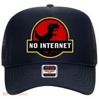 No Internet Dinosaur Park Logo Parody Distressed Hat thumb 0