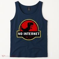 No Internet Dinosaur Park Logo Parody Distressed Tank Top thumb 2