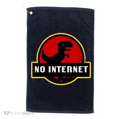 No Internet Dinosaur Park Logo Parody Distressed Golf Towel