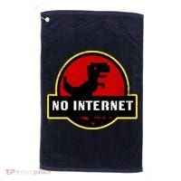 No Internet Dinosaur Park Logo Parody Distressed Golf Towel thumb 0