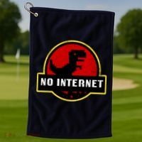 No Internet Dinosaur Park Logo Parody Distressed Golf Towel thumb 1