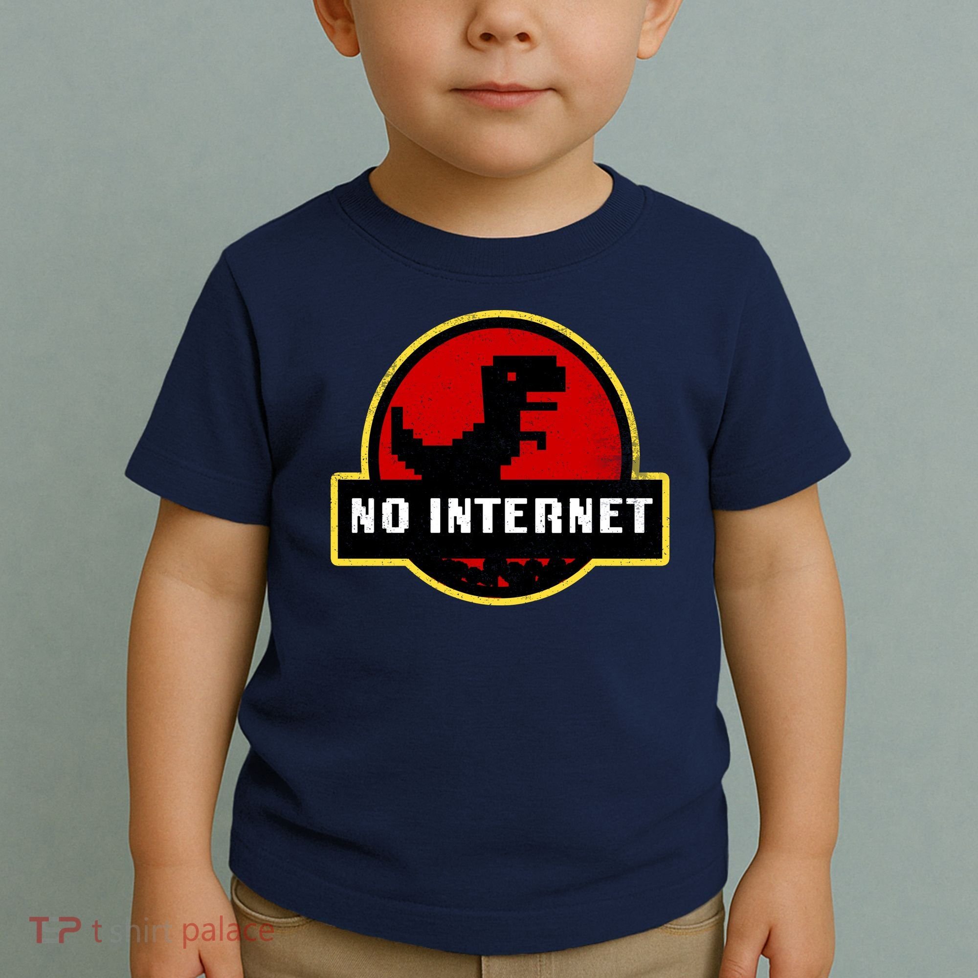 No Internet Dinosaur Park Logo Parody Distressed Toddler T-Shirt
