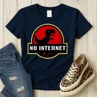 No Internet Dinosaur Park Logo Parody Distressed Women's T-Shirt thumb 3