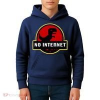 No Internet Dinosaur Park Logo Parody Distressed Kids Hoodie thumb 4