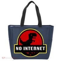 No Internet Dinosaur Park Logo Parody Distressed Tote Bag thumb 0
