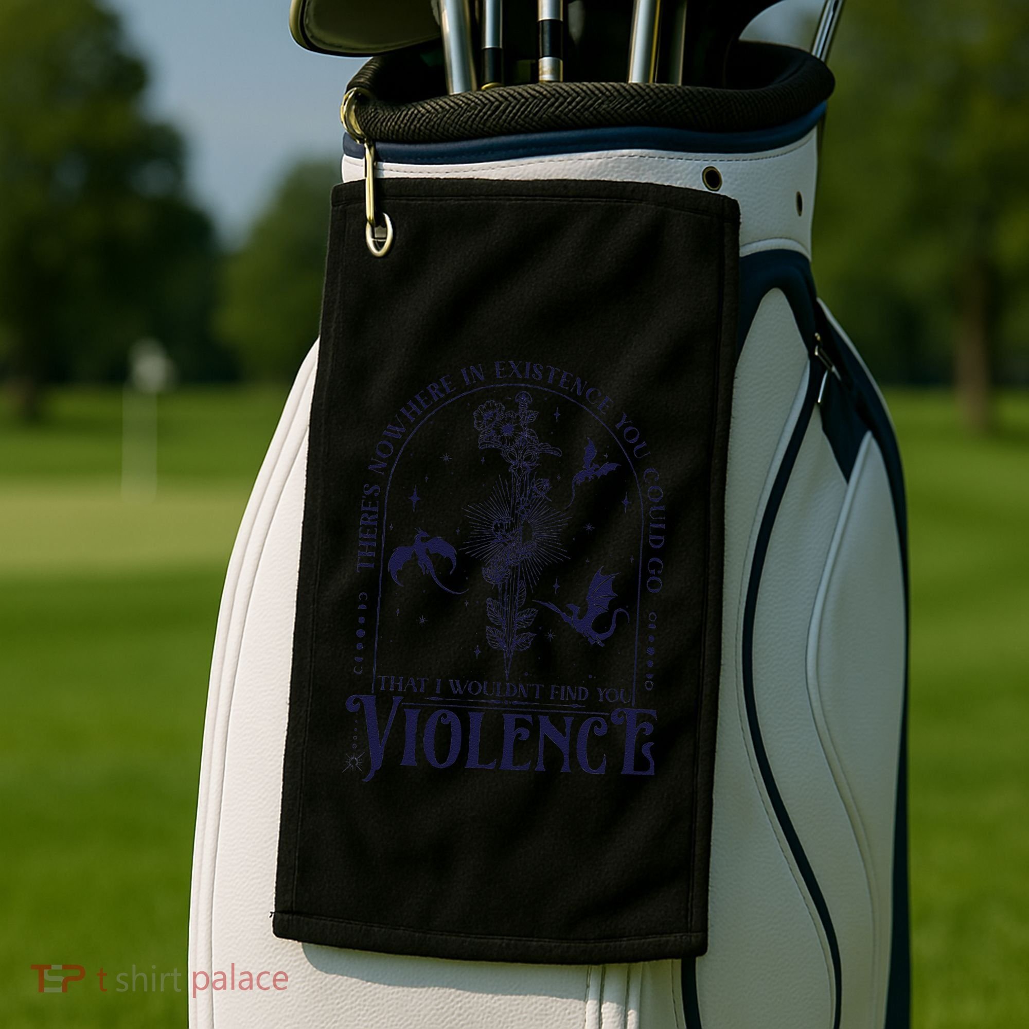 Nowhere In Existence Violence Retro Fantasy Book Dragon Golf Towel