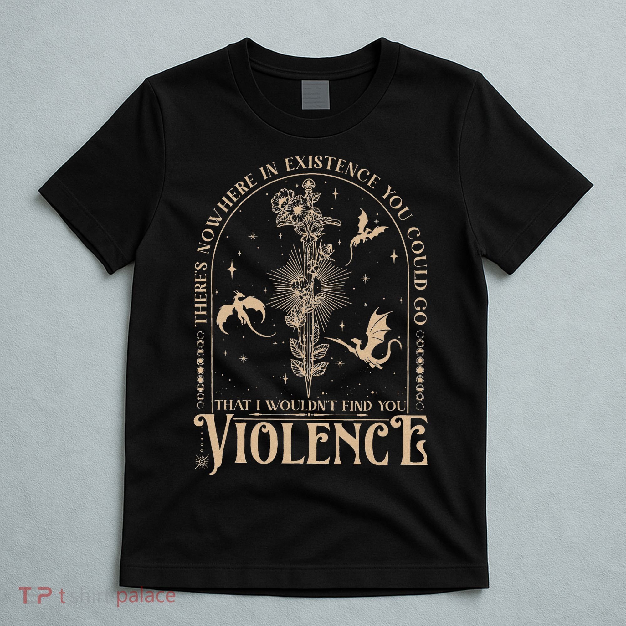 Nowhere In Existence Violence Retro Fantasy Book Dragon T-Shirt