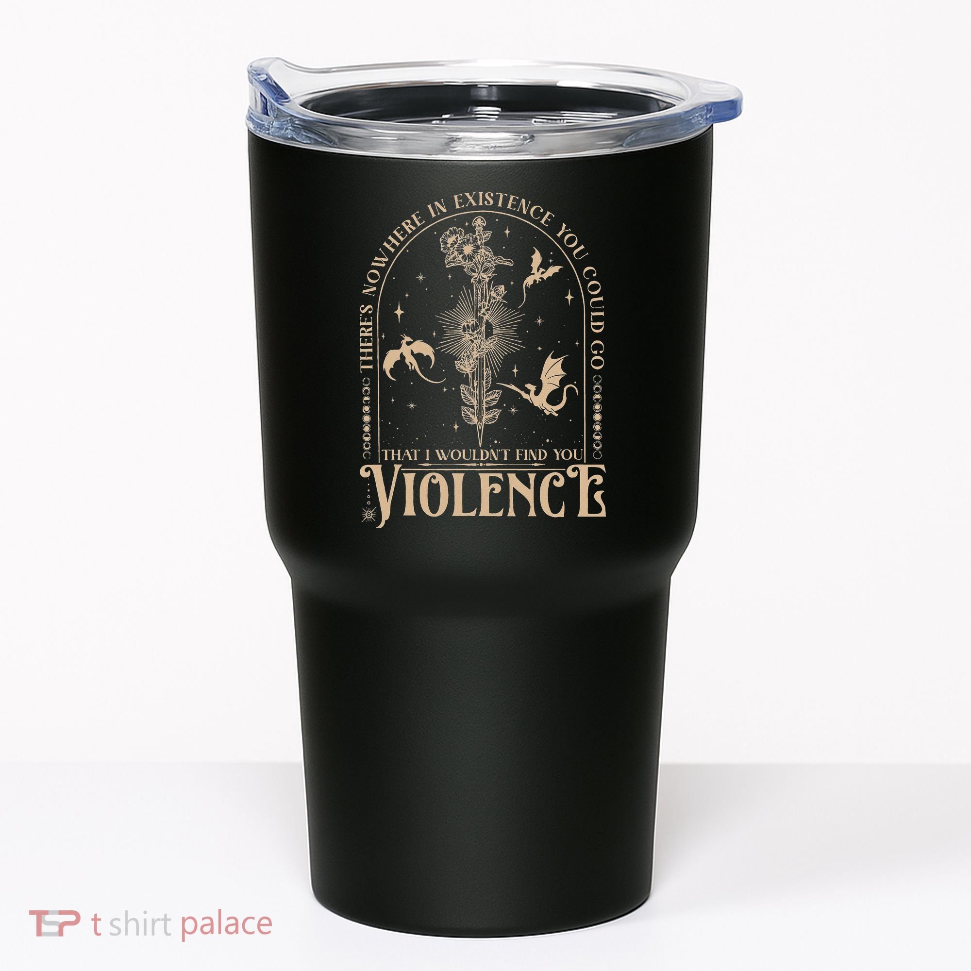 Nowhere In Existence Violence Retro Fantasy Book Dragon Tumbler