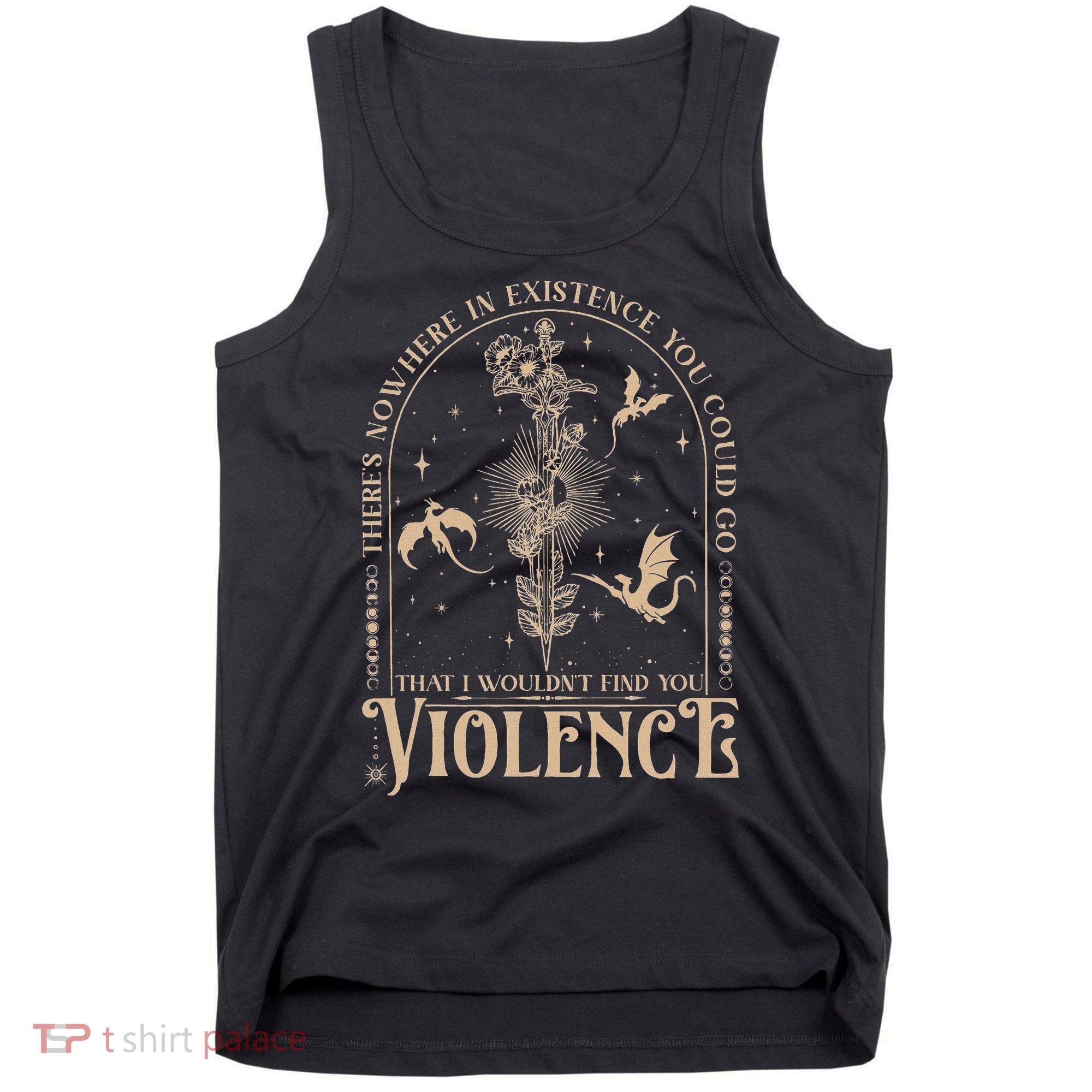 Nowhere In Existence Violence Retro Fantasy Book Dragon Tank Top