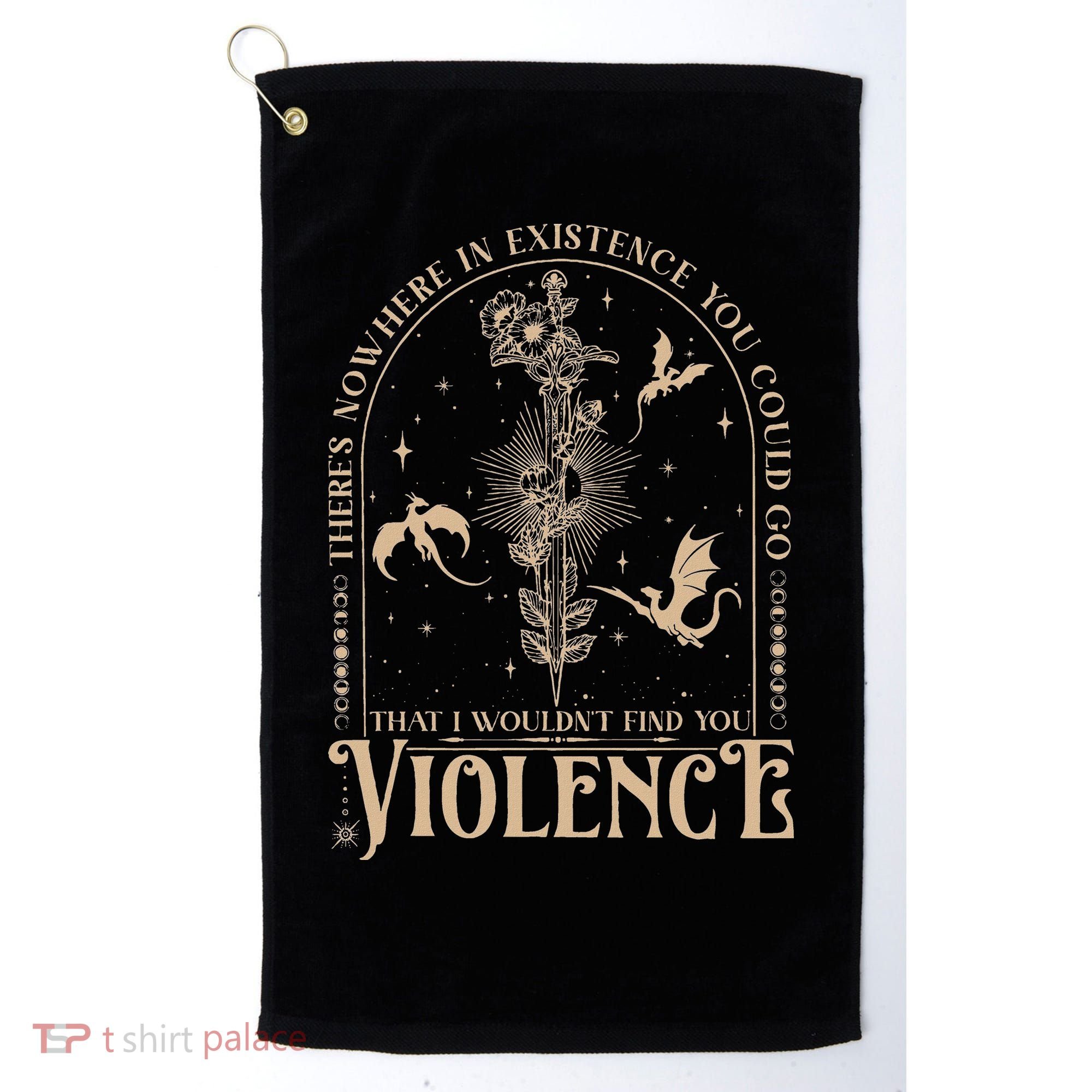 Nowhere In Existence Violence Retro Fantasy Book Dragon Golf Towel