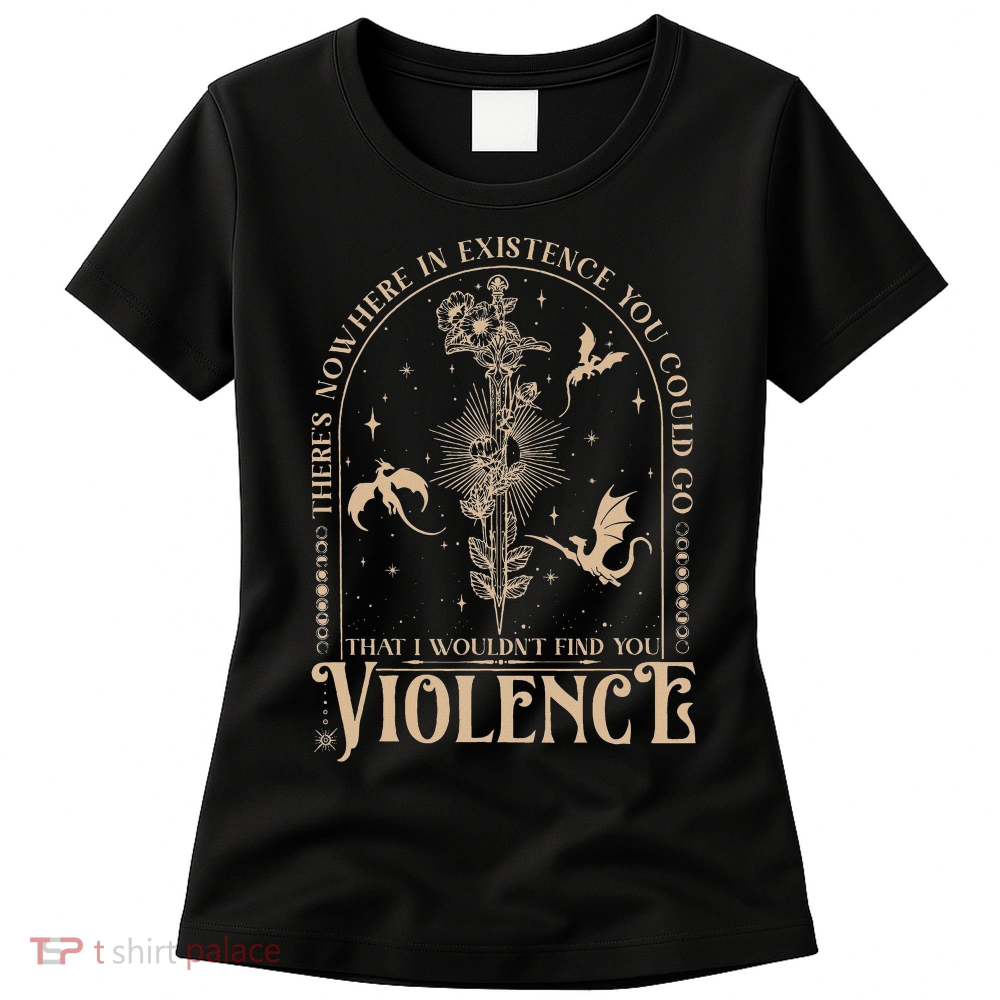 Nowhere In Existence Violence Retro Fantasy Book Dragon Women's T-Shirt