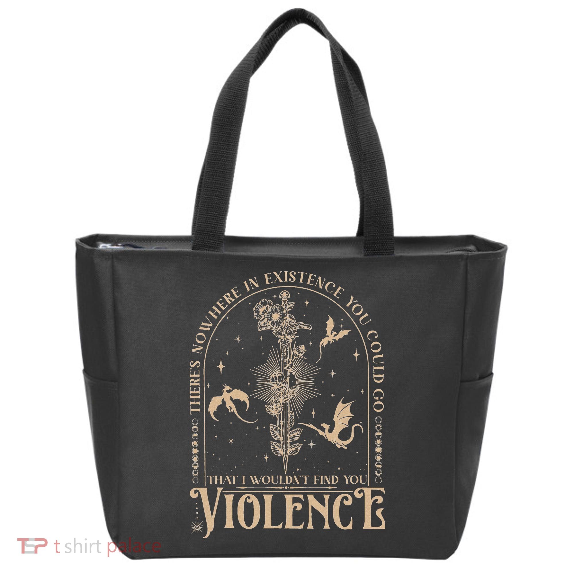 Nowhere In Existence Violence Retro Fantasy Book Dragon Tote Bag