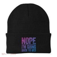 Nope IM Going Back To Bed Gift Beanie thumb 0