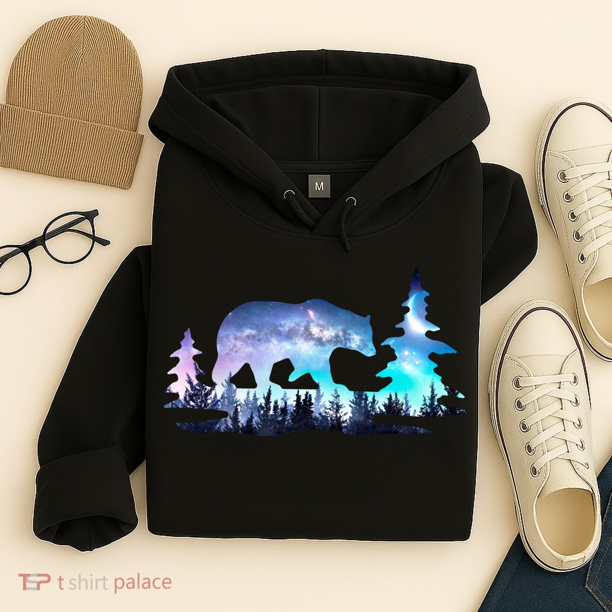 Night Sky Wilderness Bear Hoodie