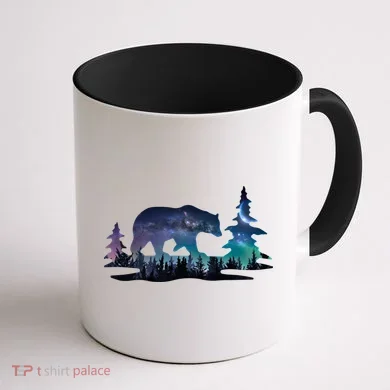 Night Sky Wilderness Bear Coffee Mug back