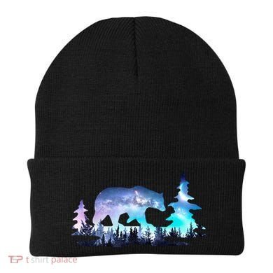 Night Sky Wilderness Bear Beanie