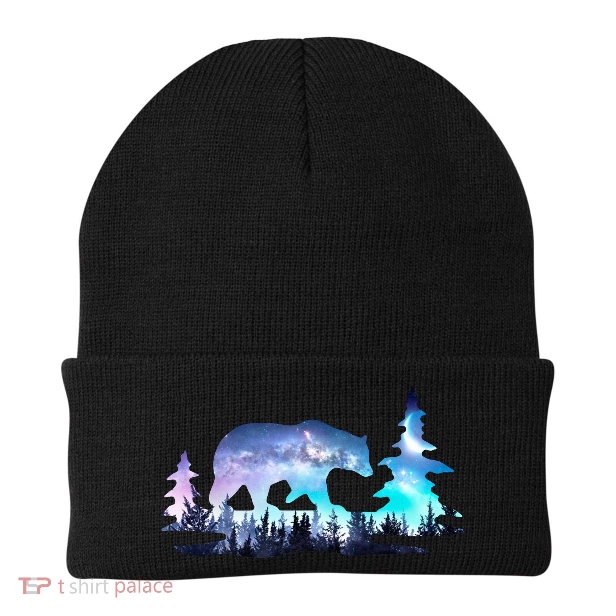 Night Sky Wilderness Bear Beanie
