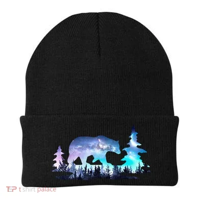 Night Sky Wilderness Bear Beanie