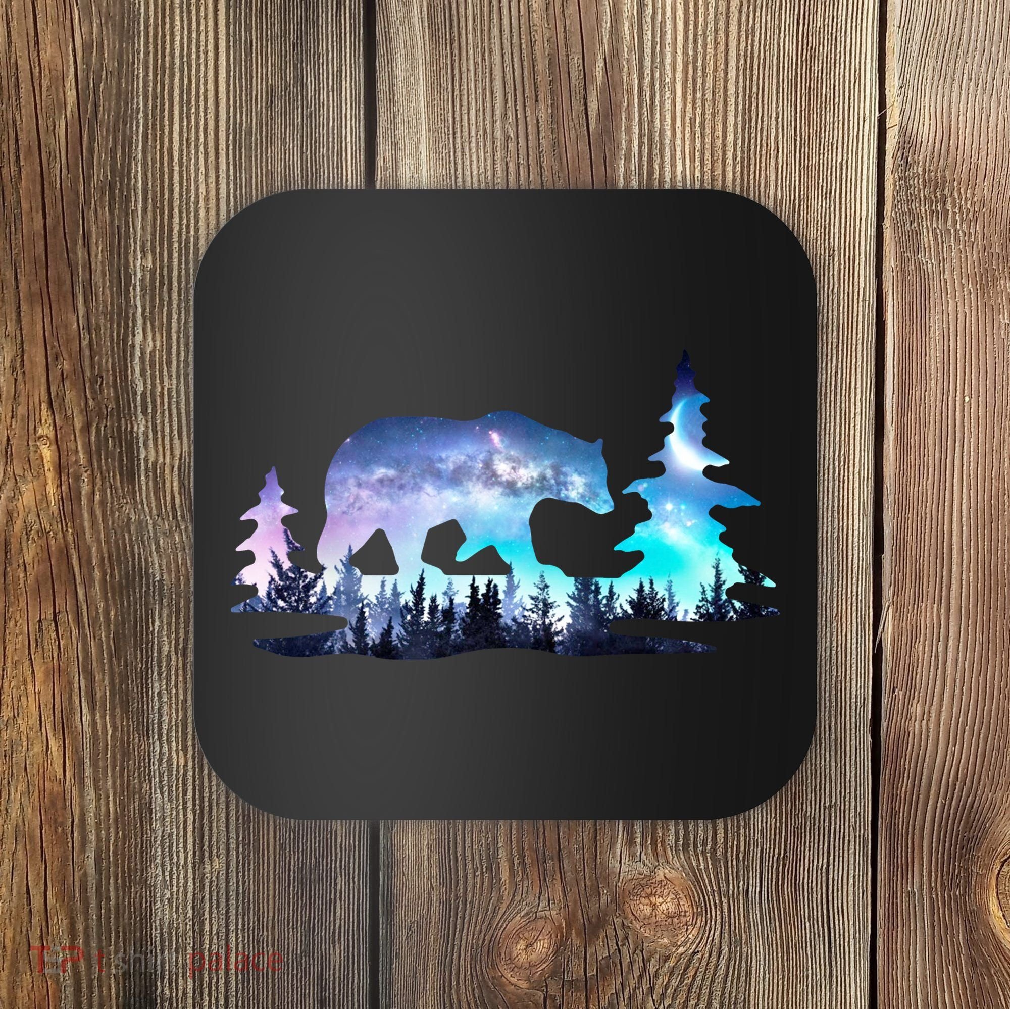 Night Sky Wilderness Bear Coaster