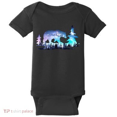 Night Sky Wilderness Bear Baby Bodysuit