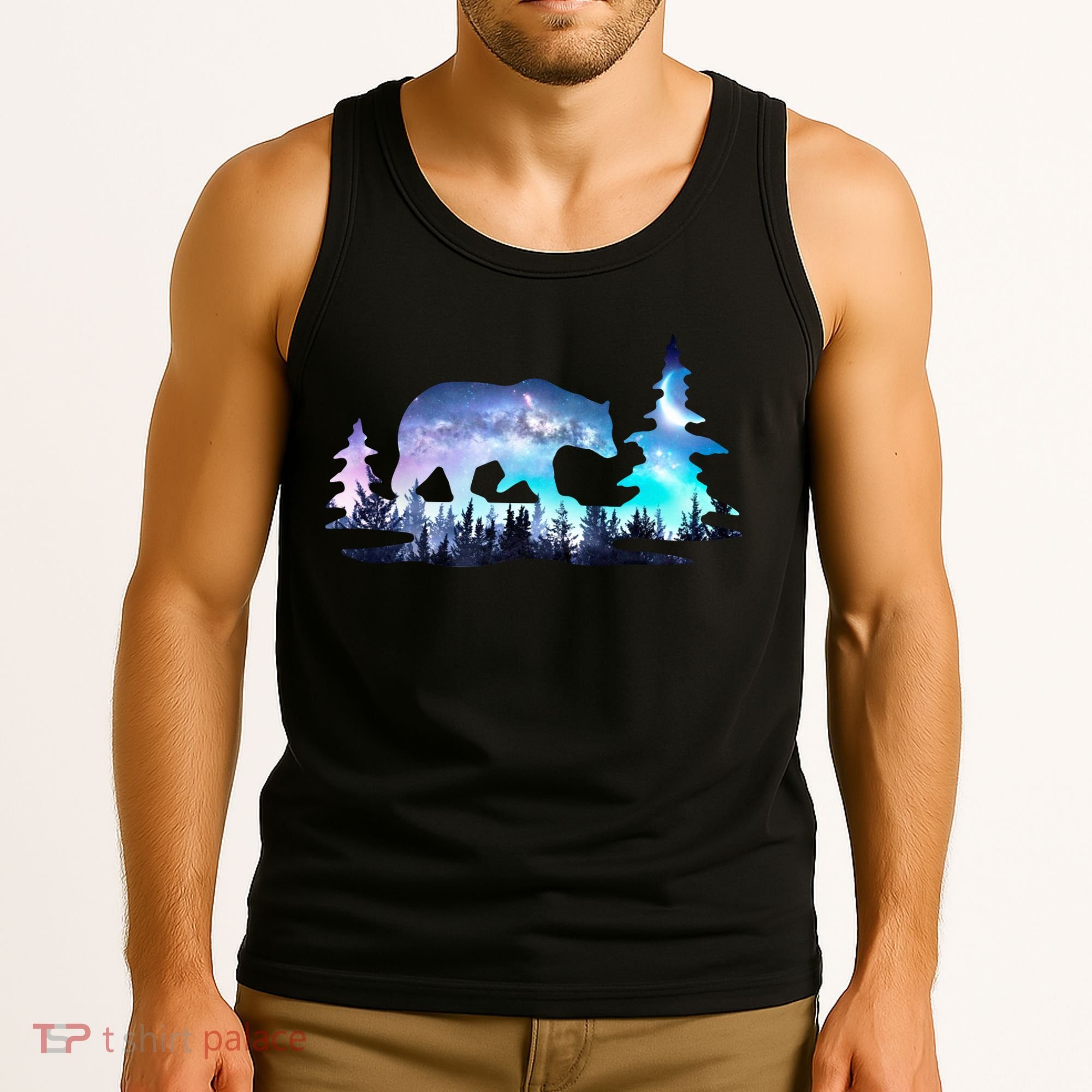 Night Sky Wilderness Bear Tank Top