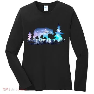 Night Sky Wilderness Bear Women's Long Sleeve Shirt