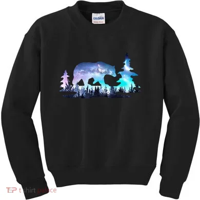 Night Sky Wilderness Bear Kids Sweatshirt