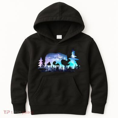 Night Sky Wilderness Bear Kids Hoodie