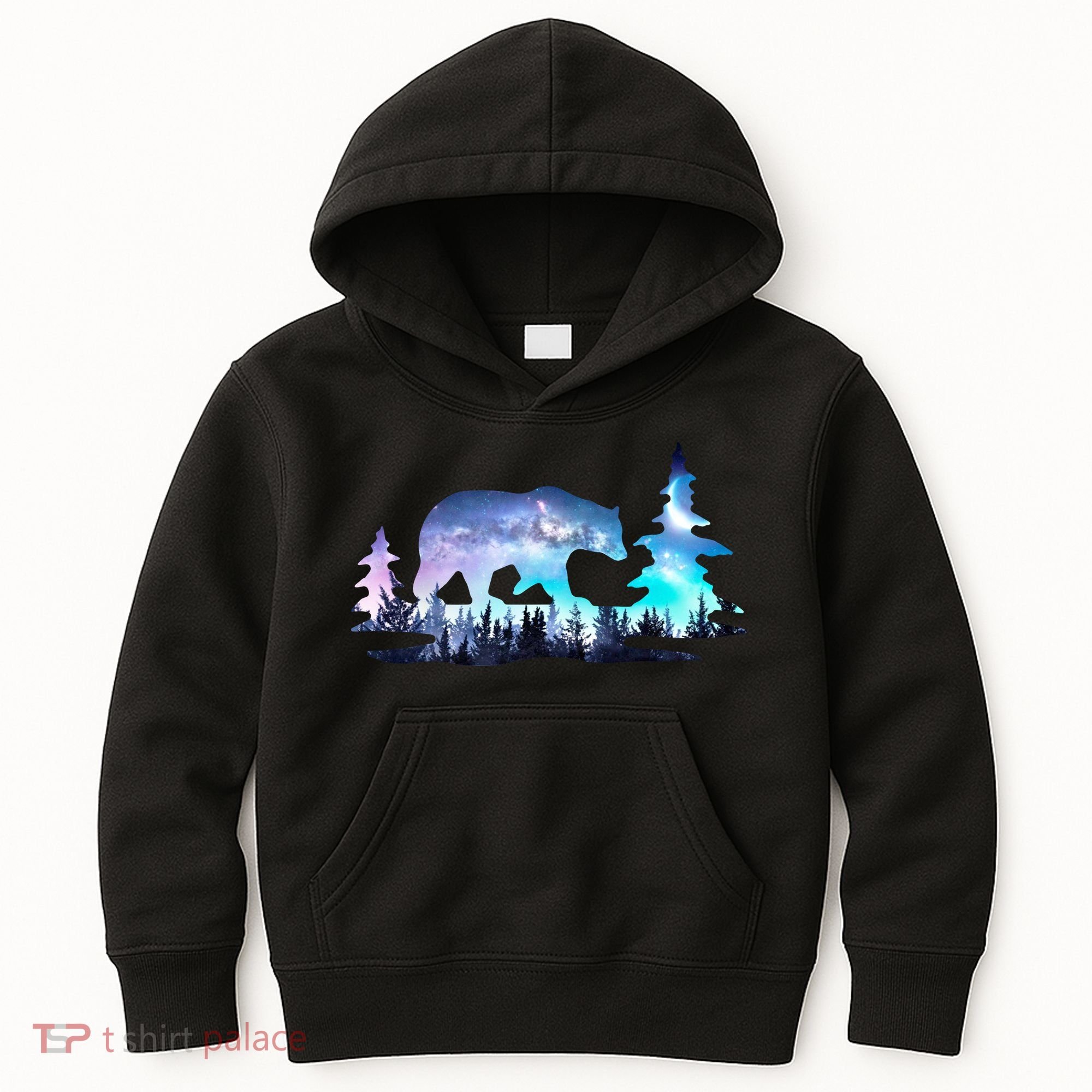 Night Sky Wilderness Bear Kids Hoodie