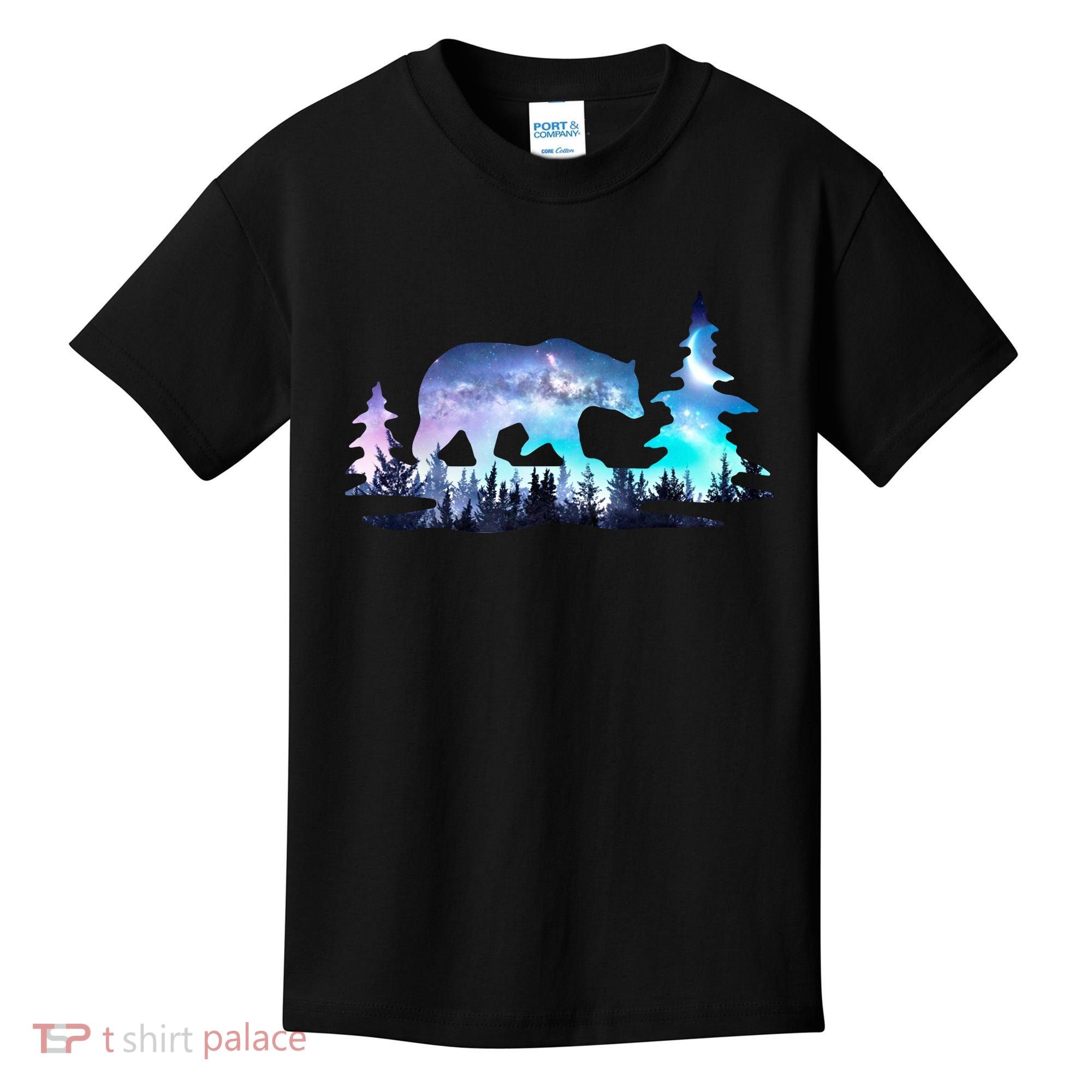 Night Sky Wilderness Bear Kids T-Shirt
