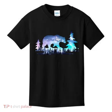 Night Sky Wilderness Bear Kids T-Shirt