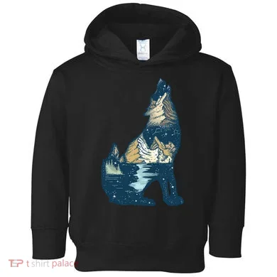 Night Wolf Wilderness Toddler Hoodie