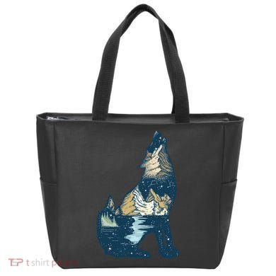 Night Wolf Wilderness Tote Bag