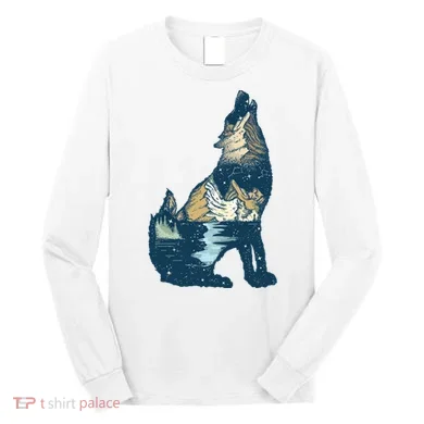 Night Wolf Wilderness Long Sleeve Shirt