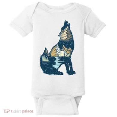 Night Wolf Wilderness Baby Bodysuit