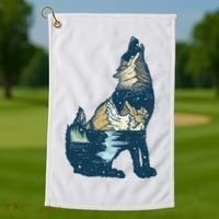 Night Wolf Wilderness Golf Towel thumb 1