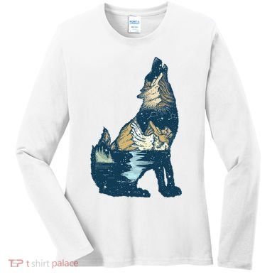 Night Wolf Wilderness Women's Long Sleeve Shirt