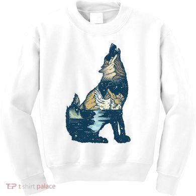 Night Wolf Wilderness Kids Sweatshirt
