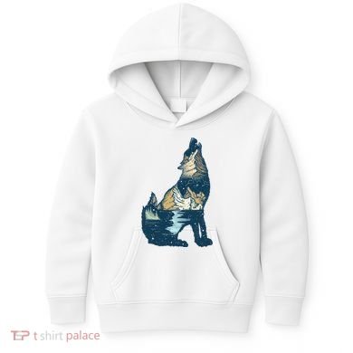 Night Wolf Wilderness Kids Hoodie