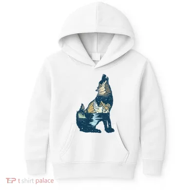 Night Wolf Wilderness Kids Hoodie