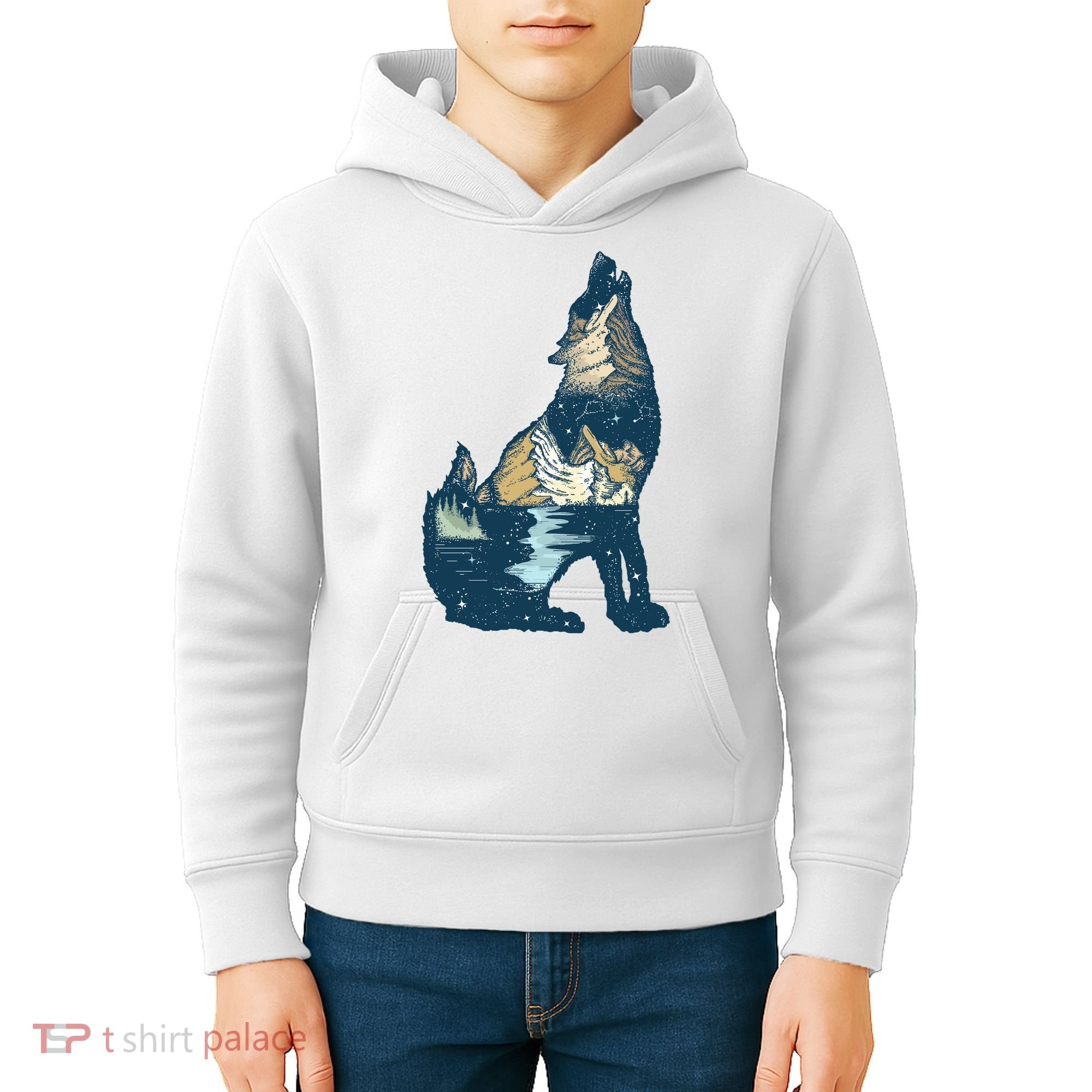 Night Wolf Wilderness Kids Hoodie