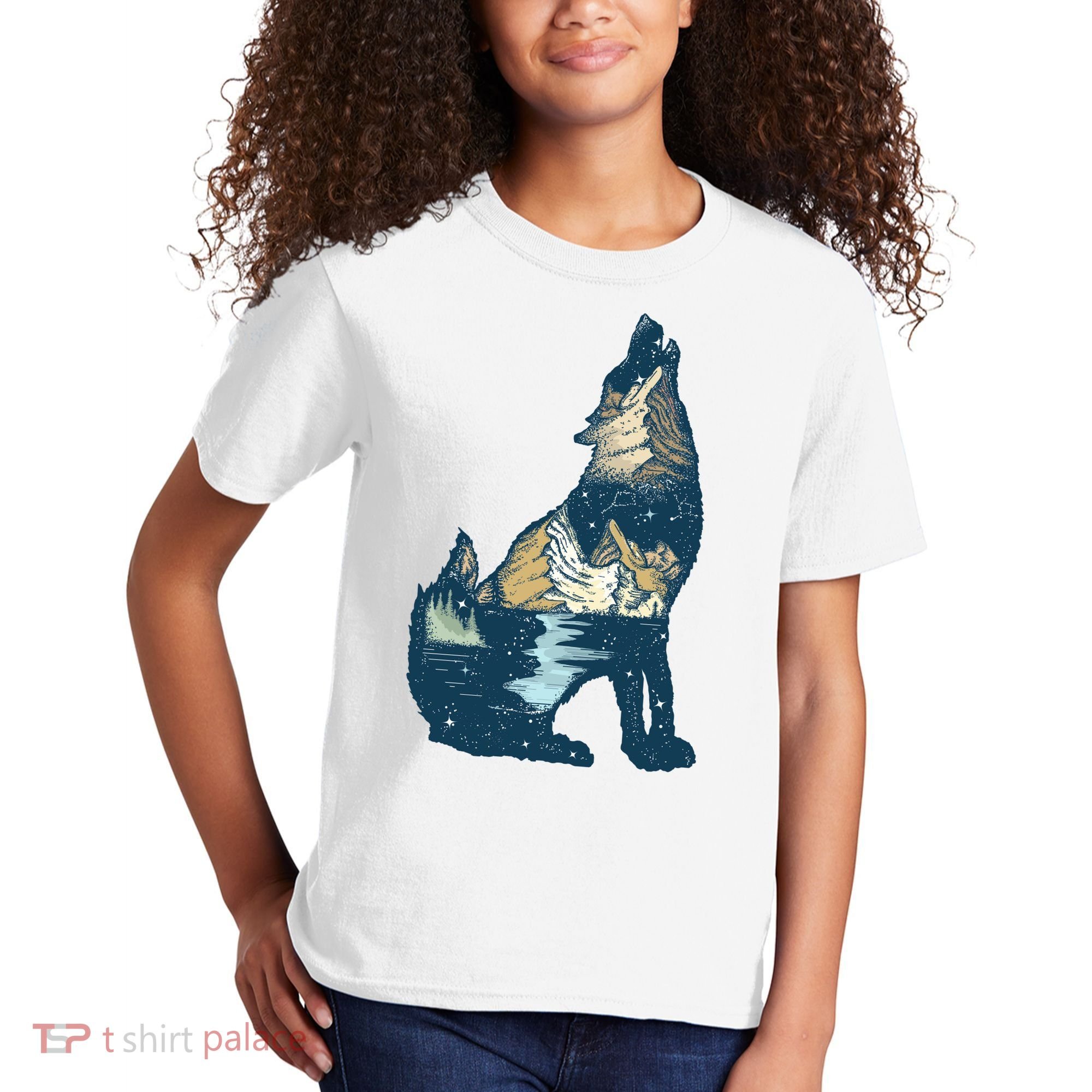 Night Wolf Wilderness Kids T-Shirt