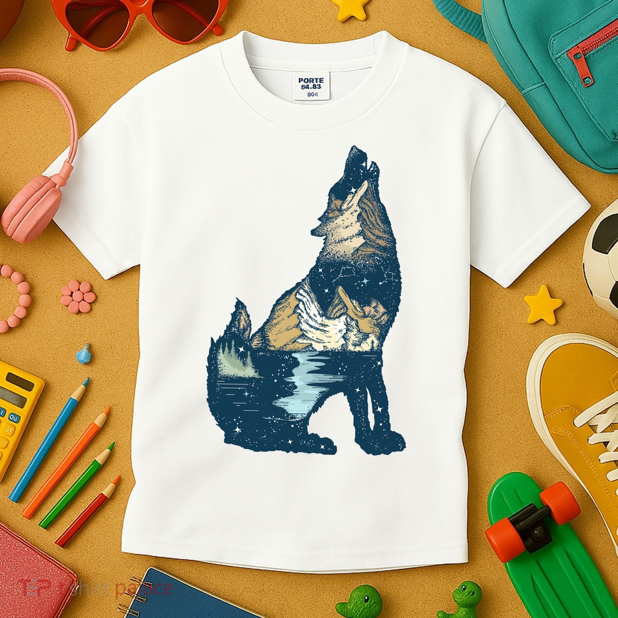 Night Wolf Wilderness Kids T-Shirt